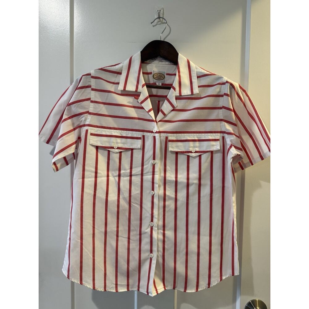 Vintage Picket & Post Striped Shirt Womens Size 10 Single Stitch Red & White
